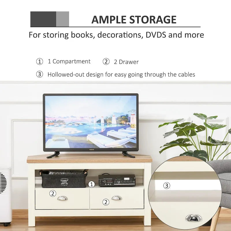 37.5" Corner TV Stand with Drawers for TVs up to 50"