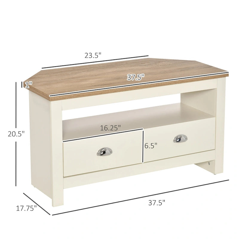 37.5" Corner TV Stand with Drawers for TVs up to 50"
