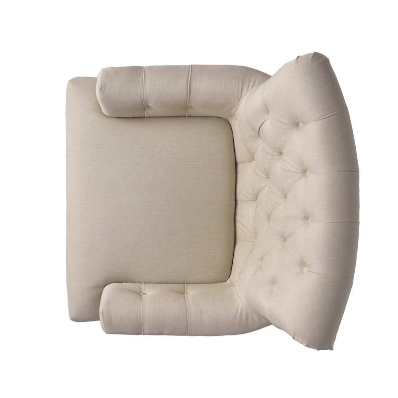 Tufted Club Armchair with Rolled Backrest