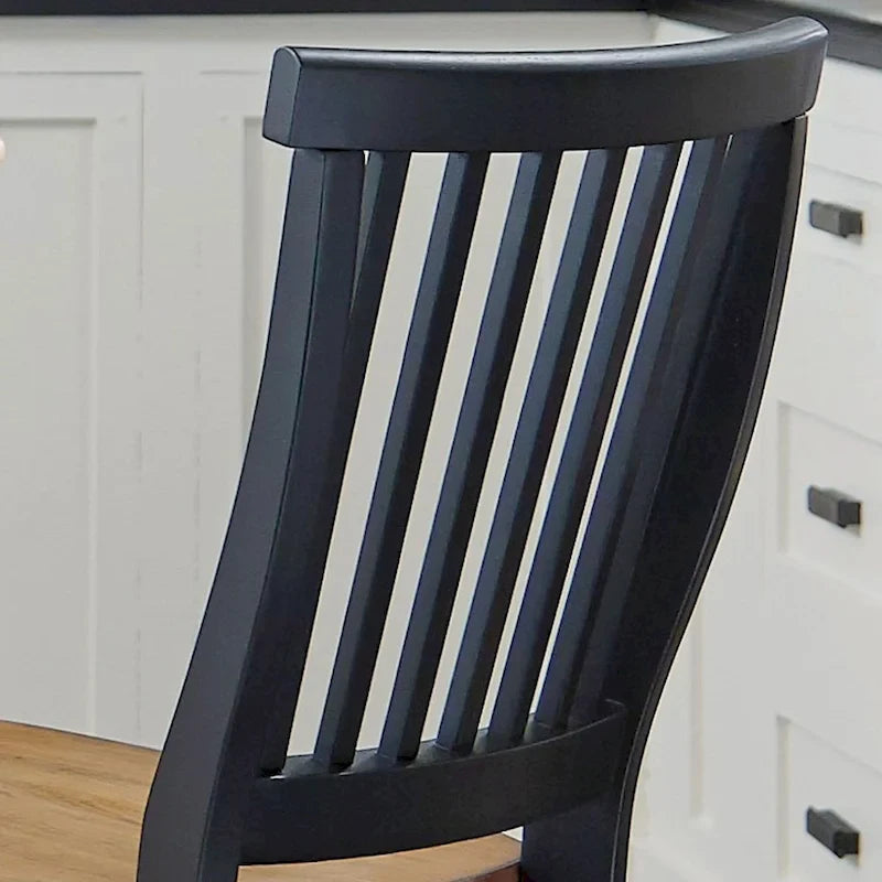 24" schwarzer Barhocker für die Küchentheke in Used-Eichenoptik