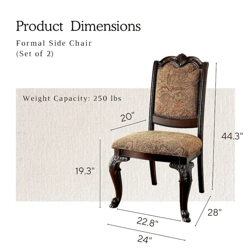 Traditional Cherry Fabric Formal Dining Chairs (Set of 2)