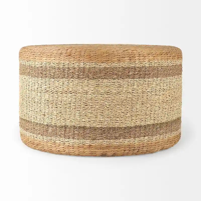 Round Seagrass Coffee Table Pouf