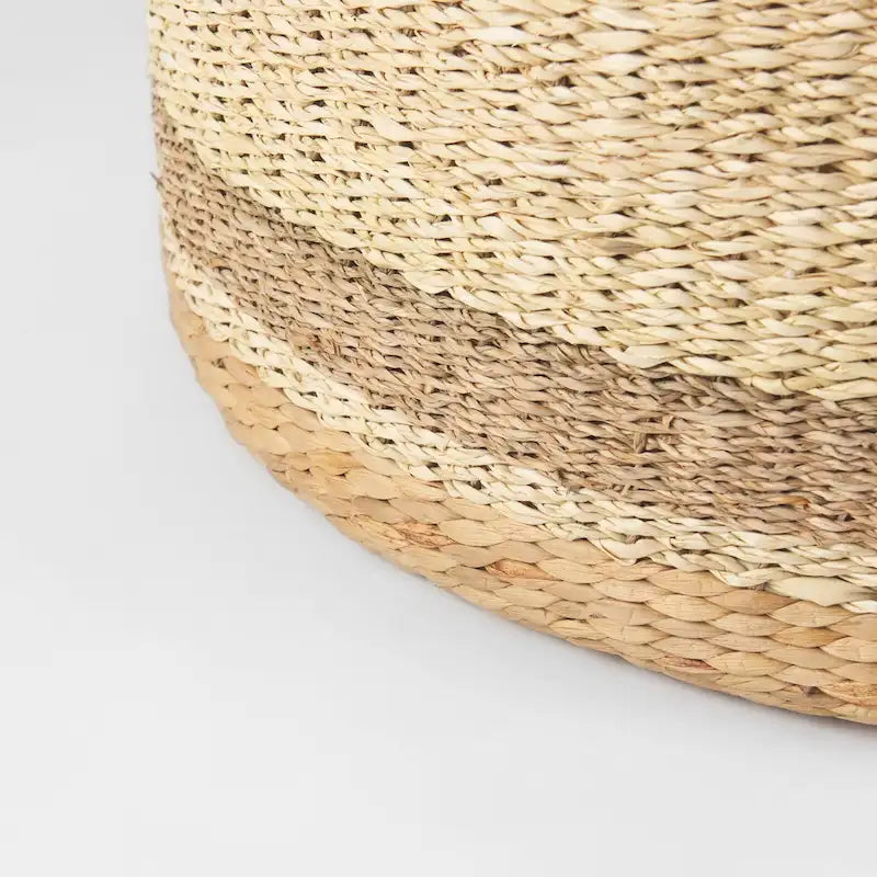 Runder Couchtisch-Pouf aus Seegras