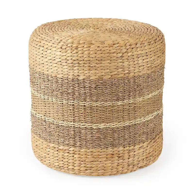 Runder Couchtisch-Pouf aus Seegras