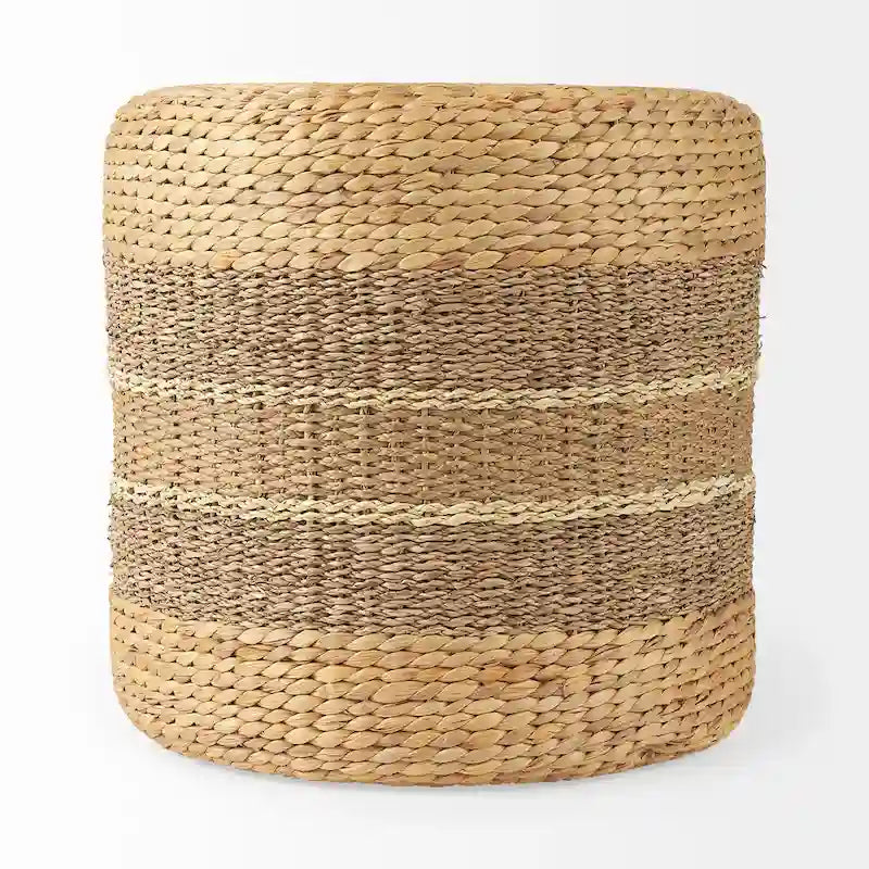 Runder Couchtisch-Pouf aus Seegras
