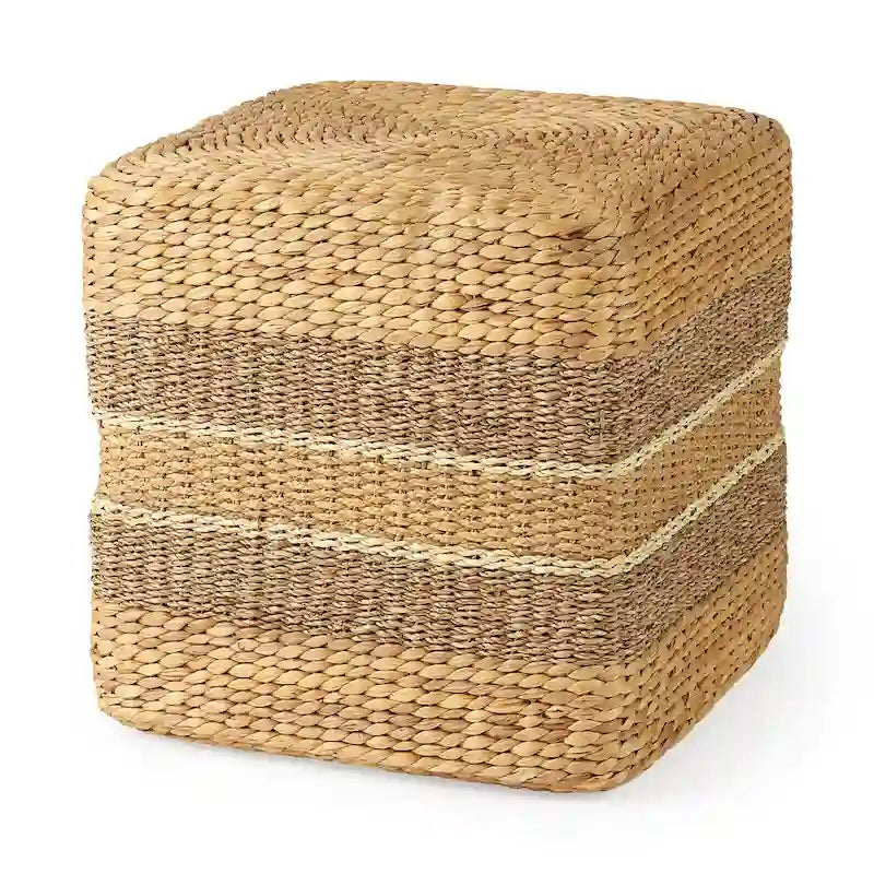 Runder Couchtisch-Pouf aus Seegras