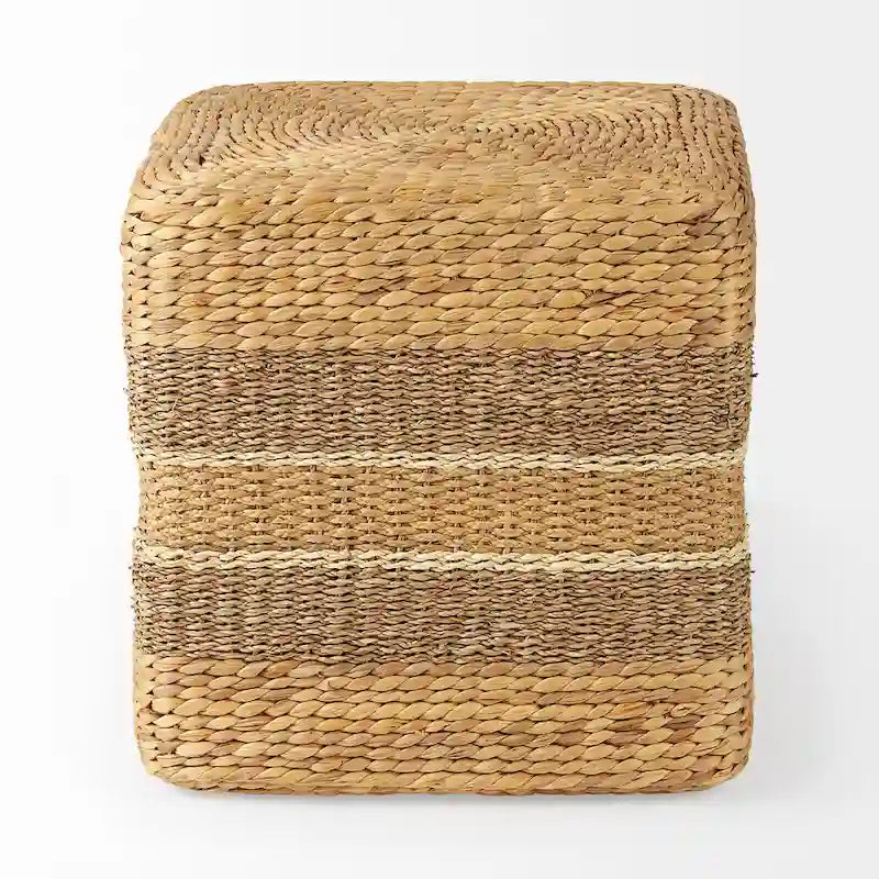 Runder Couchtisch-Pouf aus Seegras