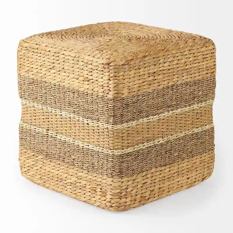 Runder Couchtisch-Pouf aus Seegras