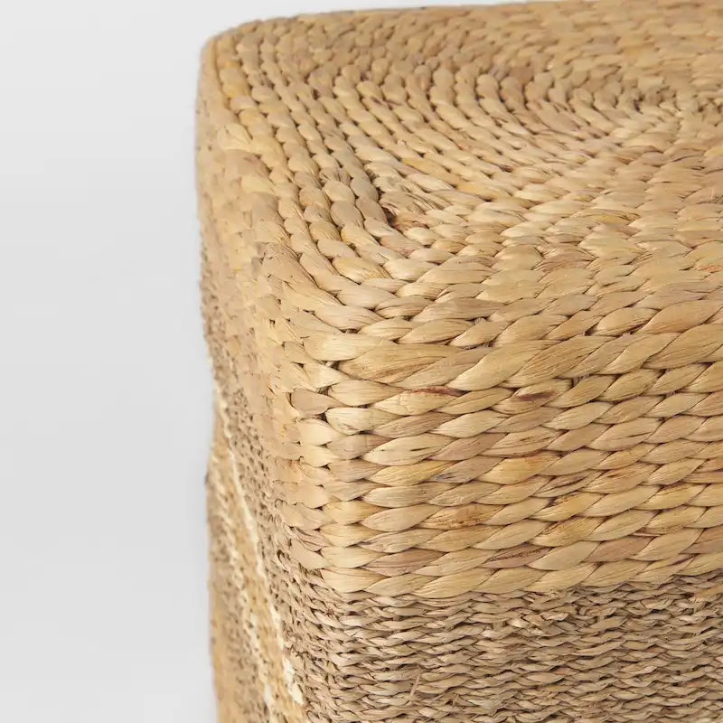 Runder Couchtisch-Pouf aus Seegras