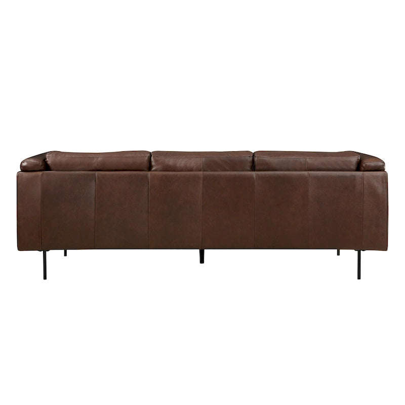88" Low Back Tufted Sofa in Brown Top Grain Leather
