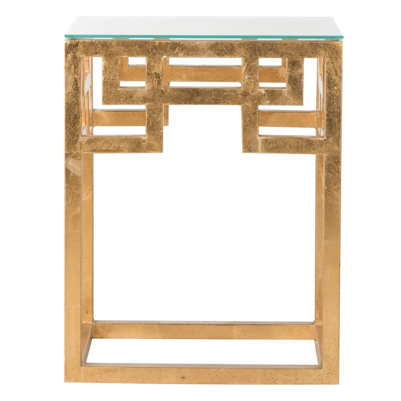 Beistelltisch mit antikgoldenem Blattdekor - 16x12x20.5