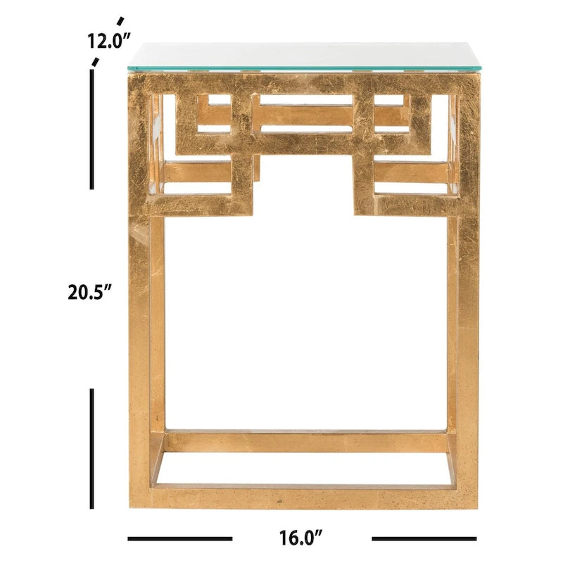Antique Gold Leaf End Table - 16x12x20.5