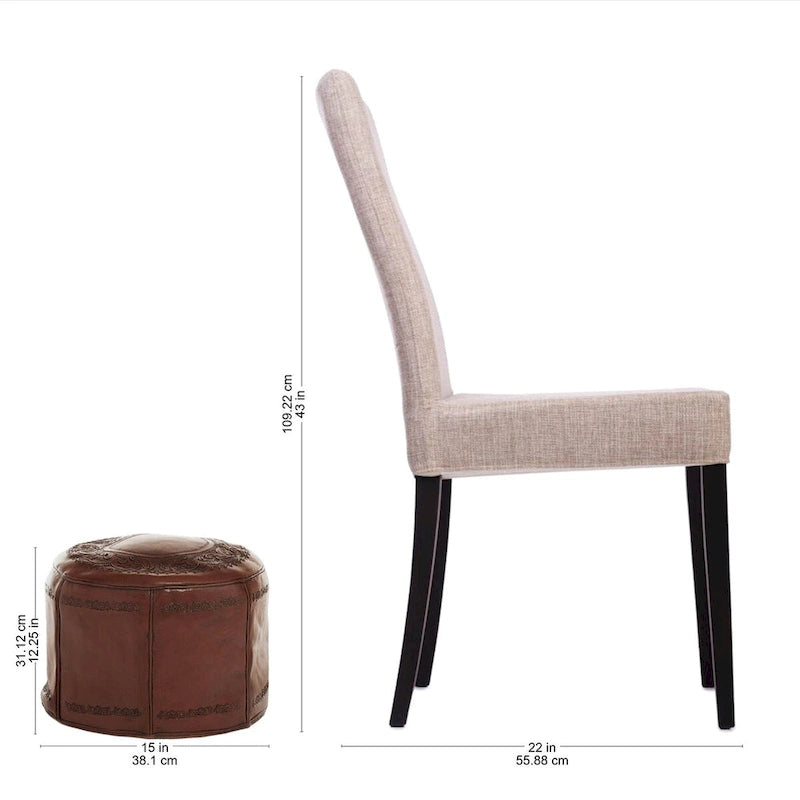 Pouf ottomano in pelle lavorata a mano - prodotto in Perù