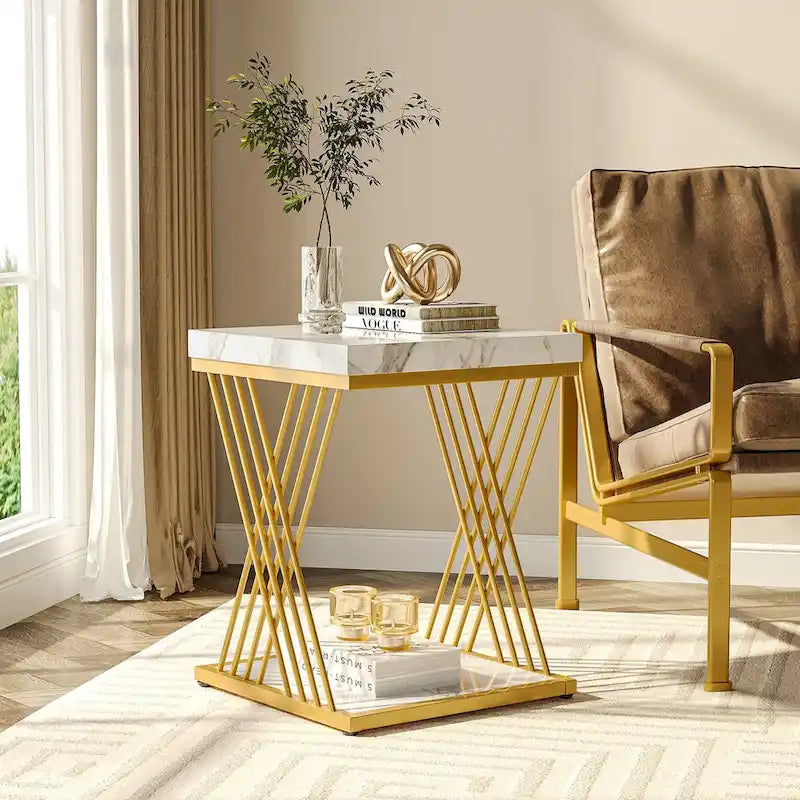 Square End Side Table for Living Room Set of 2