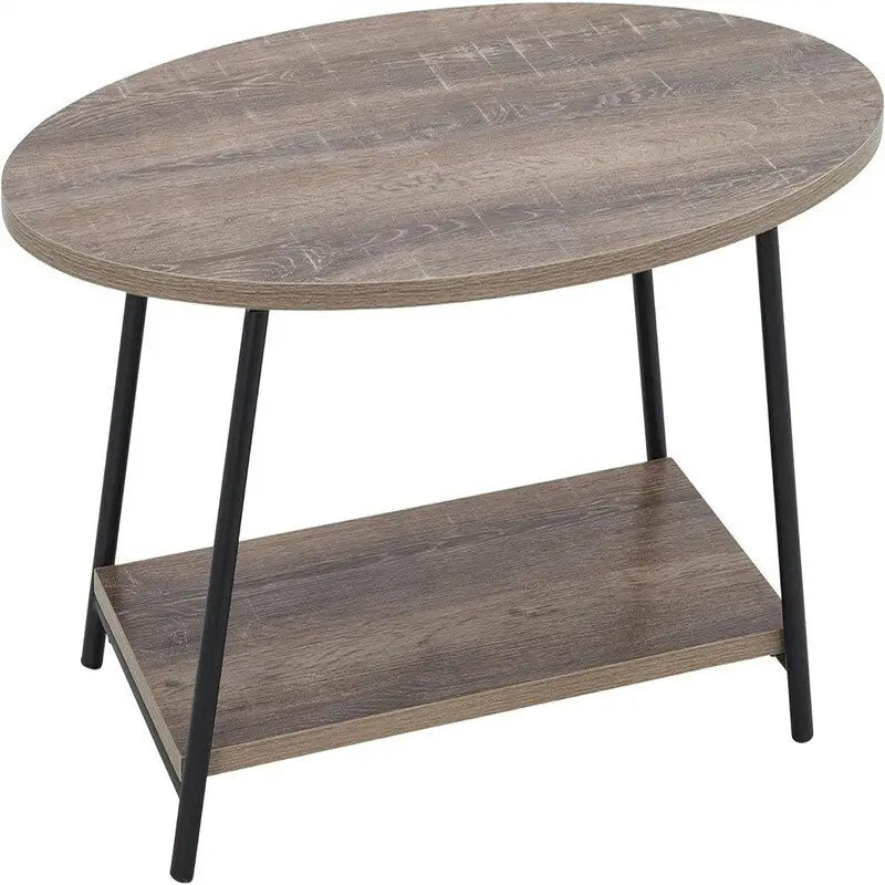 Ovaler rustikaler Couchtisch mit Ablage - 23.43D x 39.37W x 16.54H
