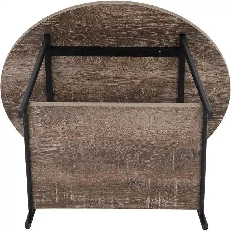 Ovaler rustikaler Couchtisch mit Ablage - 23.43D x 39.37W x 16.54H