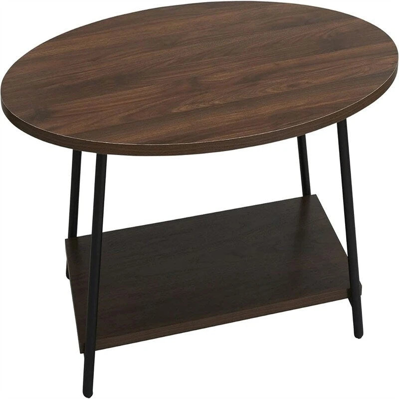 Ovaler rustikaler Couchtisch mit Ablage - 23.43D x 39.37W x 16.54H