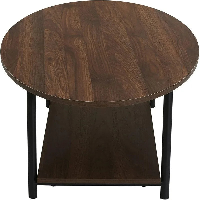 Ovaler rustikaler Couchtisch mit Ablage - 23.43D x 39.37W x 16.54H