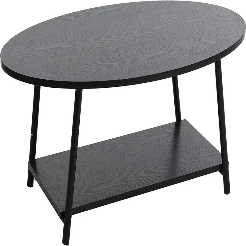 Ovaler rustikaler Couchtisch mit Ablage - 23.43D x 39.37W x 16.54H