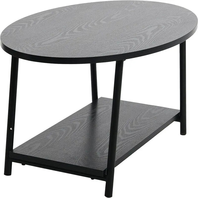 Ovaler rustikaler Couchtisch mit Ablage - 23.43D x 39.37W x 16.54H