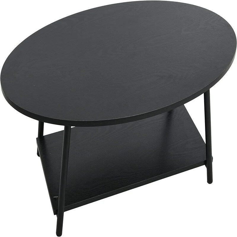 Ovaler rustikaler Couchtisch mit Ablage - 23.43D x 39.37W x 16.54H