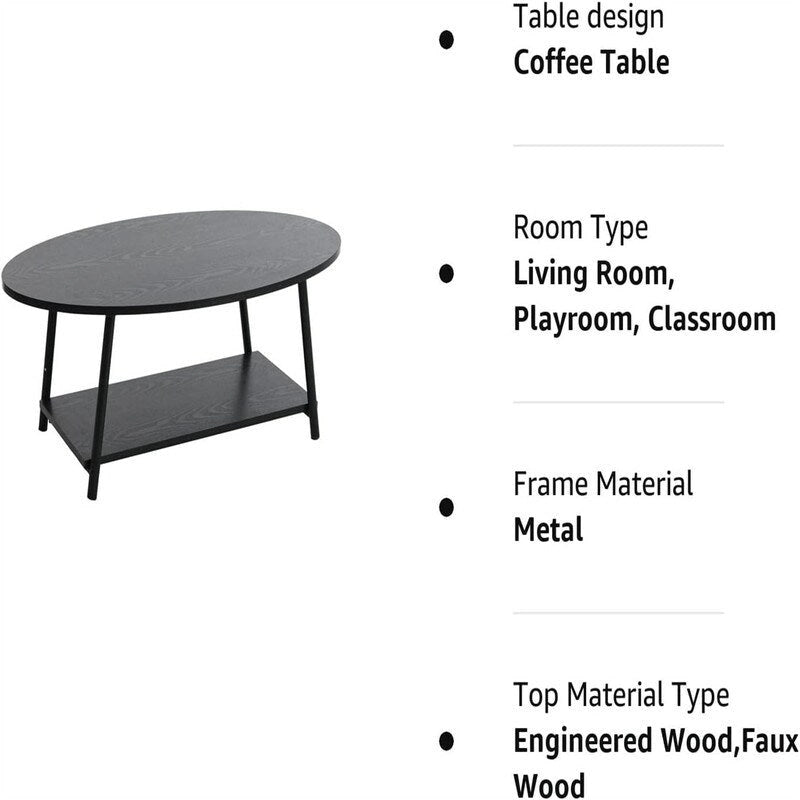 Ovaler rustikaler Couchtisch mit Ablage - 23.43D x 39.37W x 16.54H