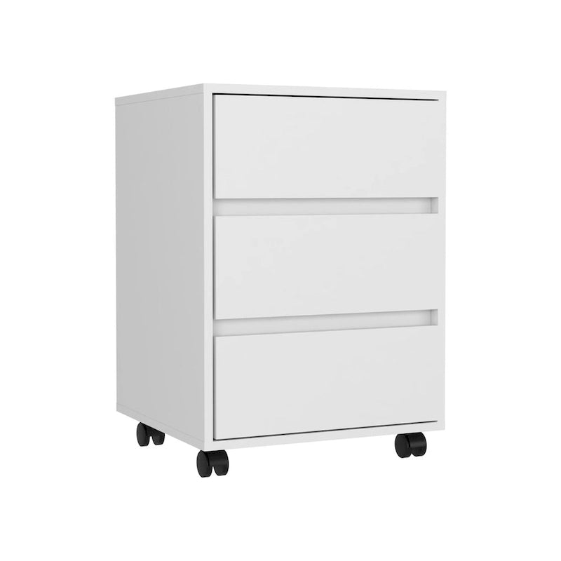3-Drawer Mobile File Cabinet in White