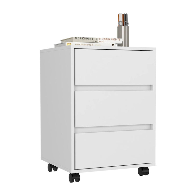 3-Drawer Mobile File Cabinet in White