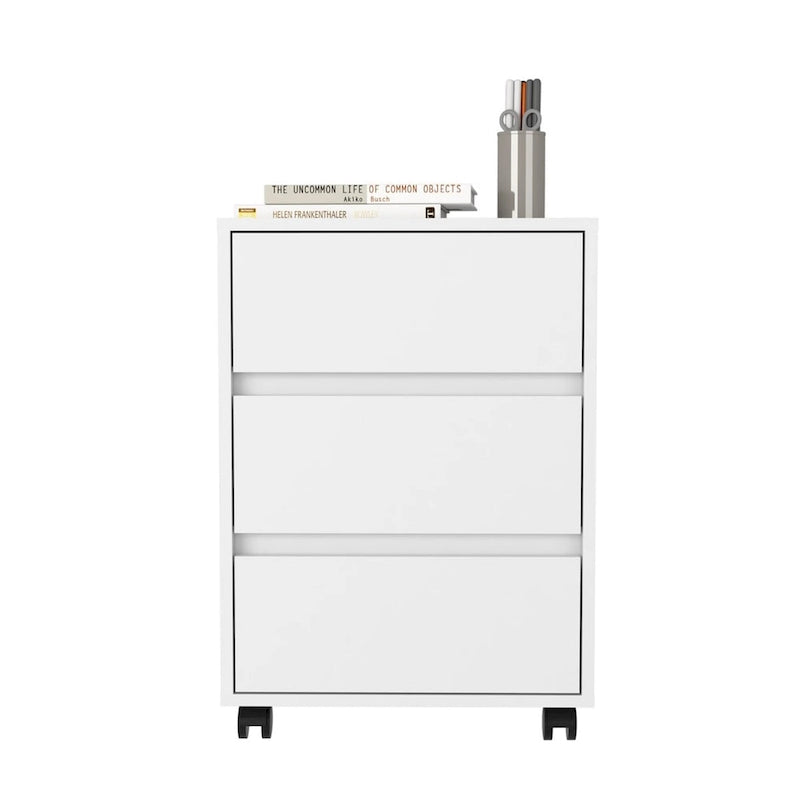 3-Drawer Mobile File Cabinet in White