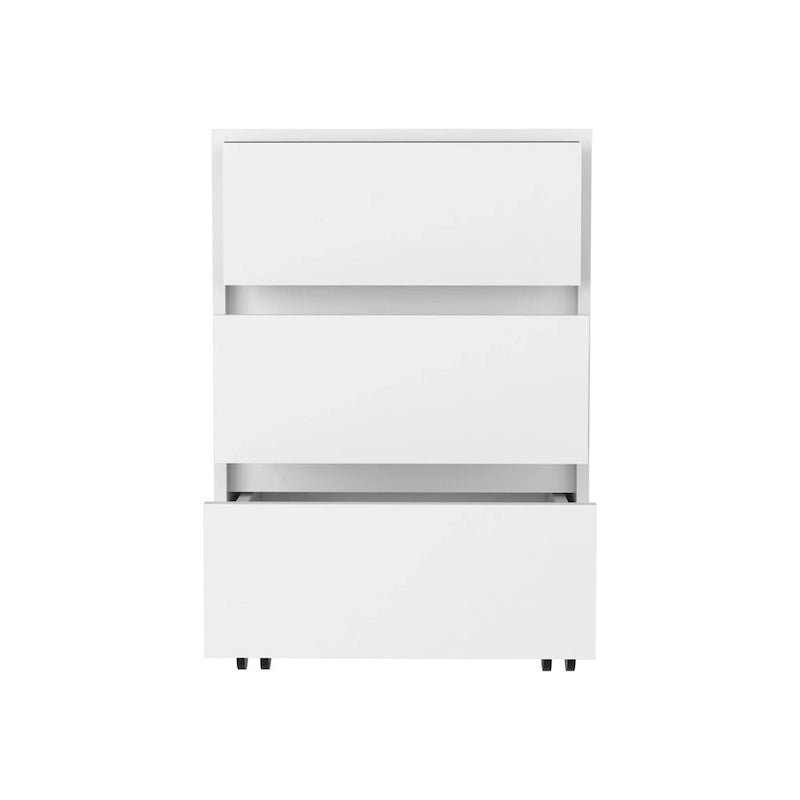 3-Drawer Mobile File Cabinet in White