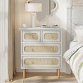 Wicker Rattan 4-Drawer Chest in White