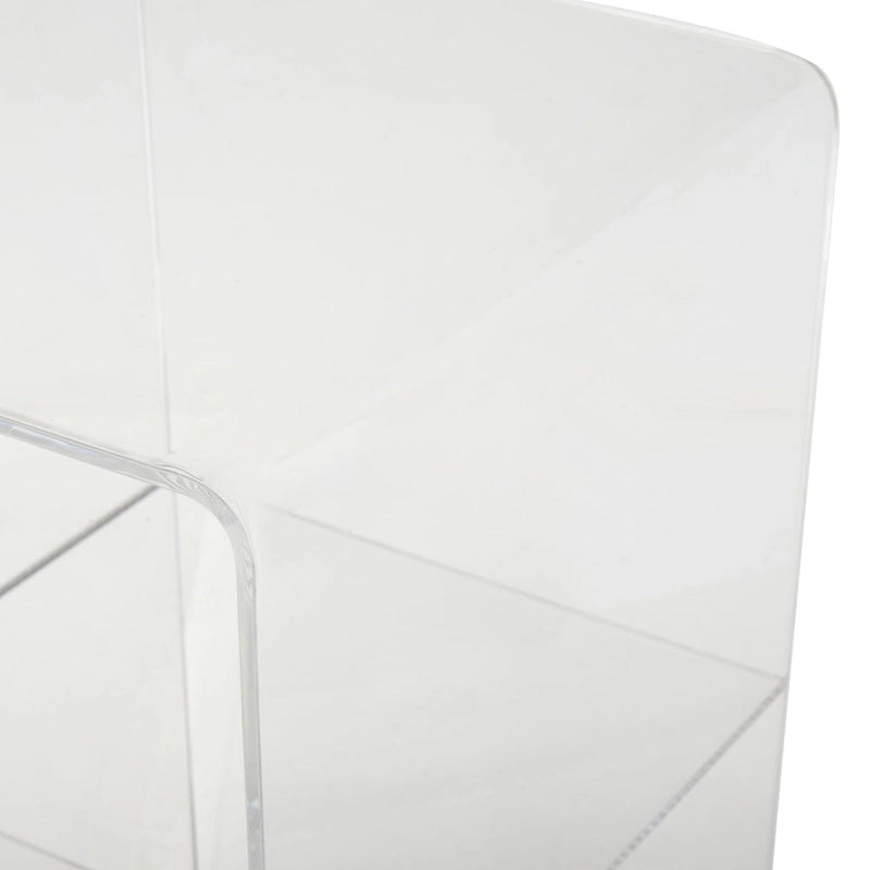 Acrylic 1-Shelf Side End Accent Table with Wood Base and Black Legs – Clear